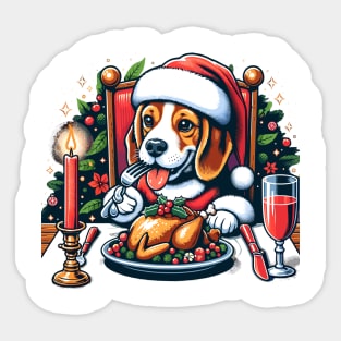 Beagle Dog Christmas Meal Sticker